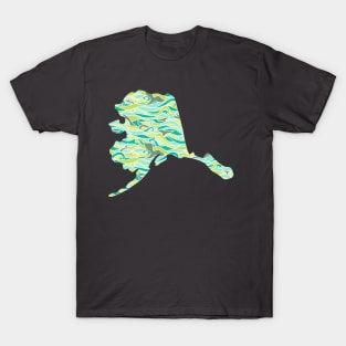 Alaska Shaped Waves and Whales T-Shirt